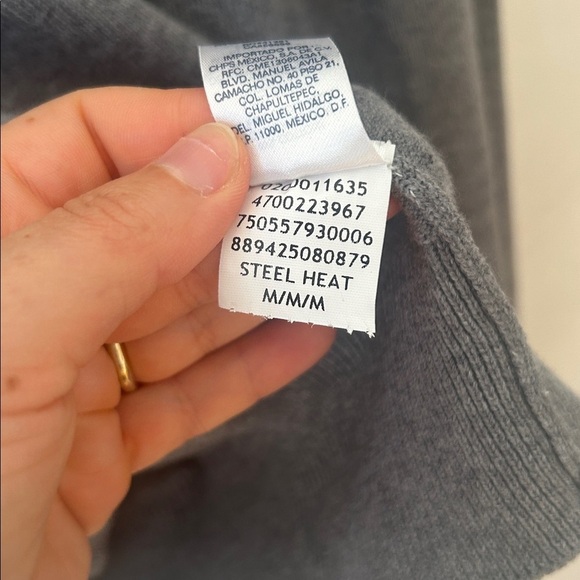 Chaps Cotton Silk Vneck Sweater Mens Size M grey steel heat - Picture 5 of 7